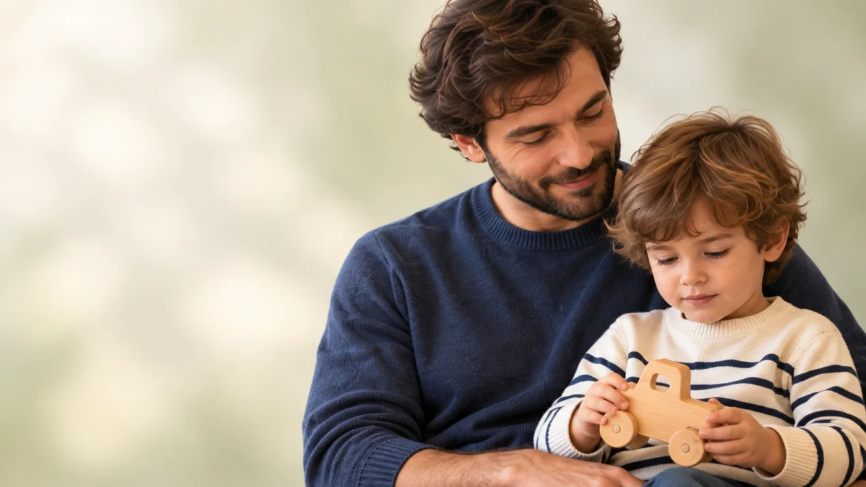 Padre e hijo compartiendo un momento de juego